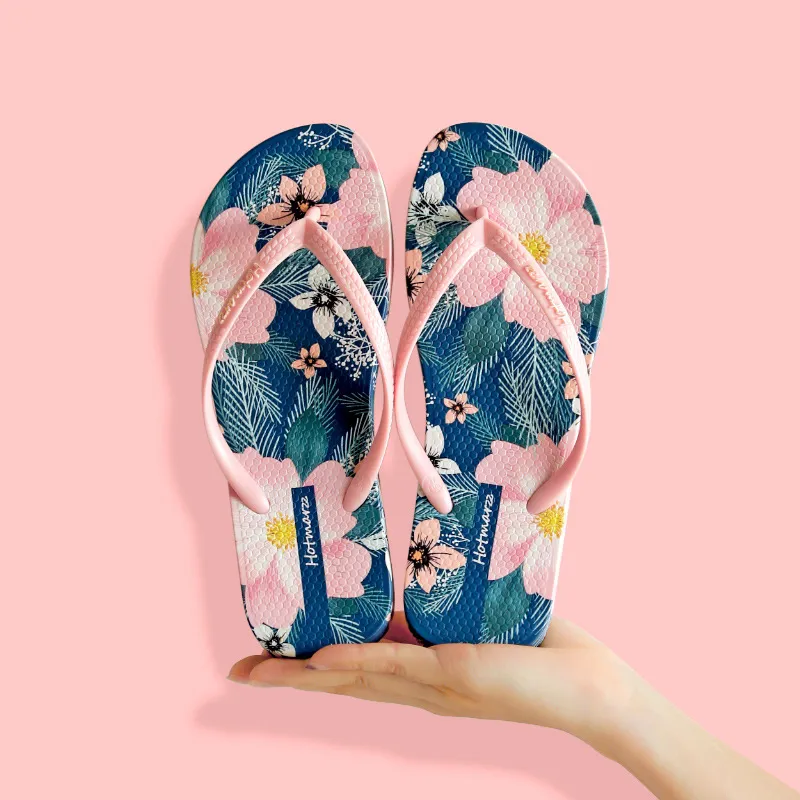 Floral Print Summer Toe Post Slippers, image 2