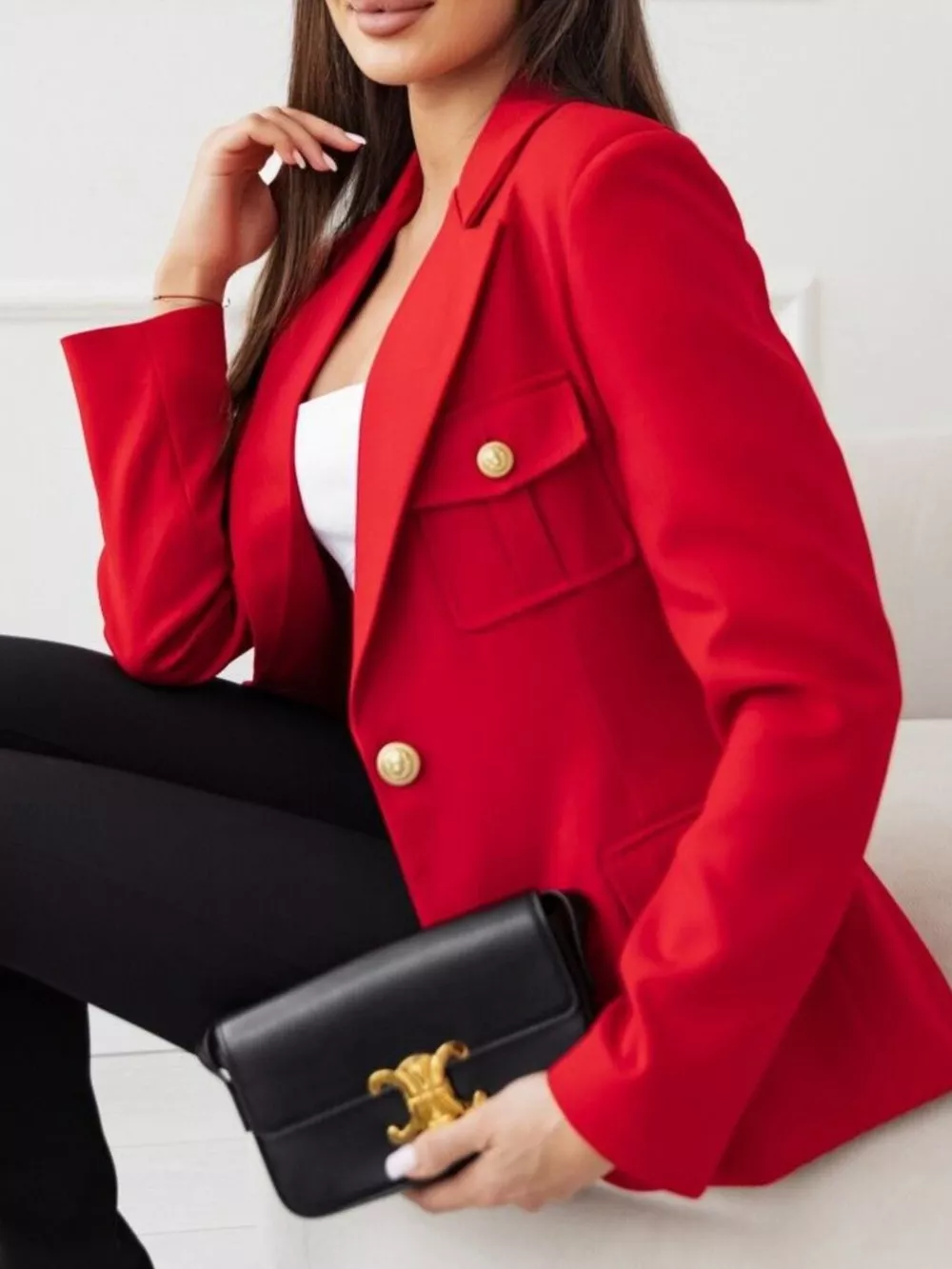 Lapel Collar One Button Blazer, image 2