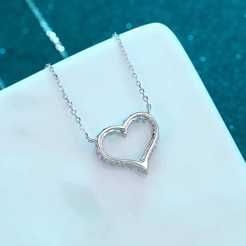 Moissanite 925 Sterling Silver Heart Shape Necklace, image 4