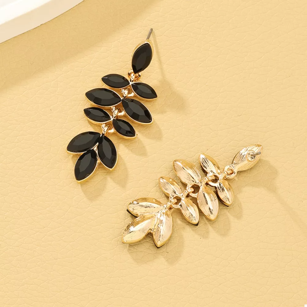 18K Gold-Plated Alloy Resin Leaf Drop Earrings, image 2