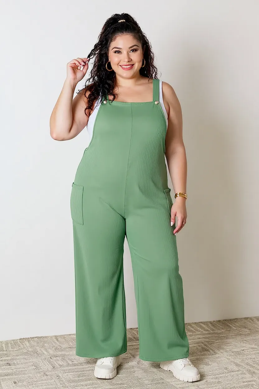 Full Size Wide Strap Overall with Pockets, image 31