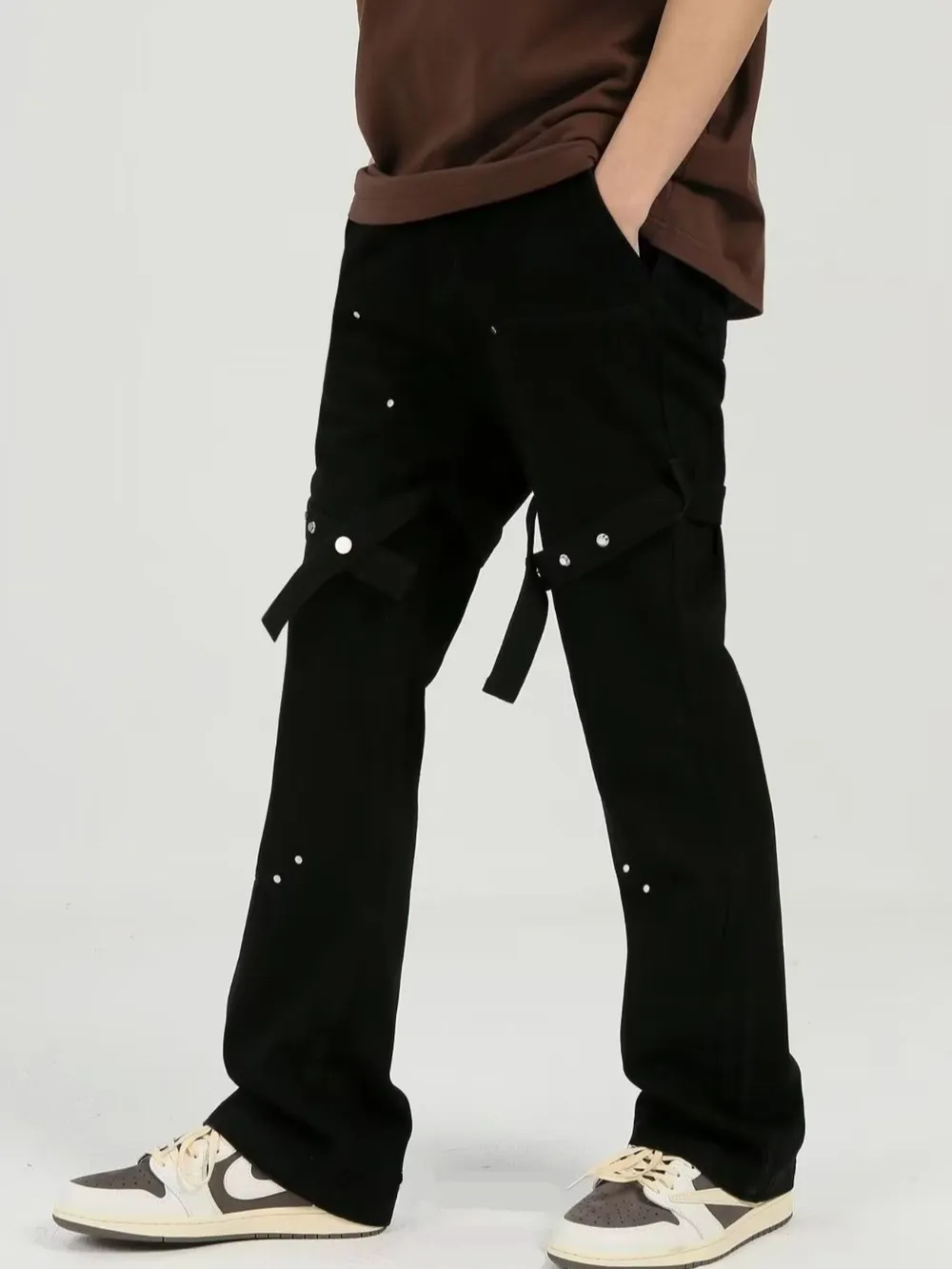 Men's Plus Size Studded Cargo Pants, image 2