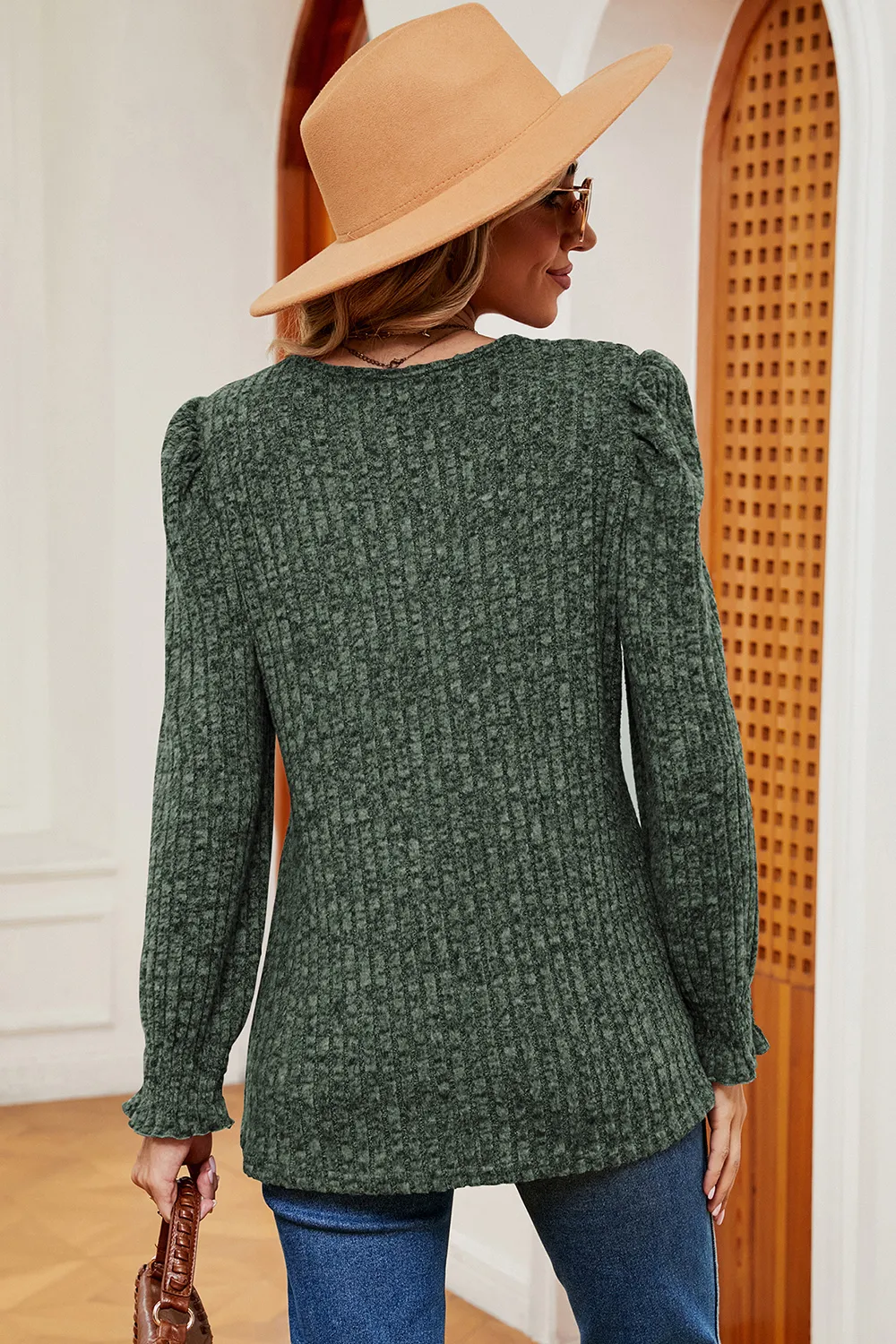 Square Neck Flounce Sleeve T-Shirt, image 3
