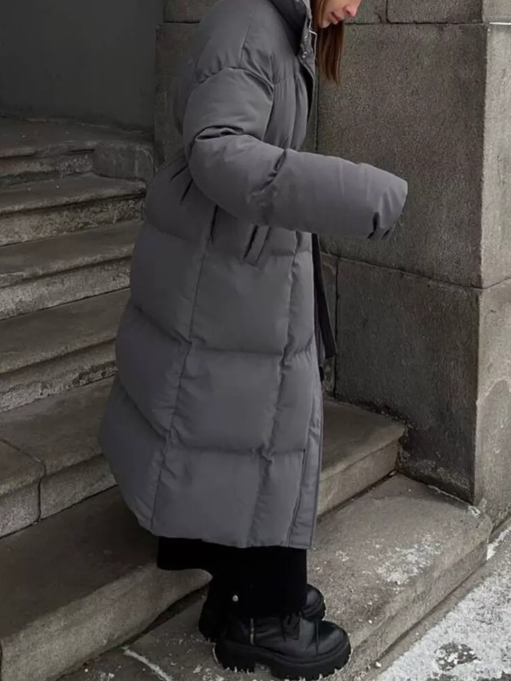 Longline Padded Winter Coat with Belted, image 20