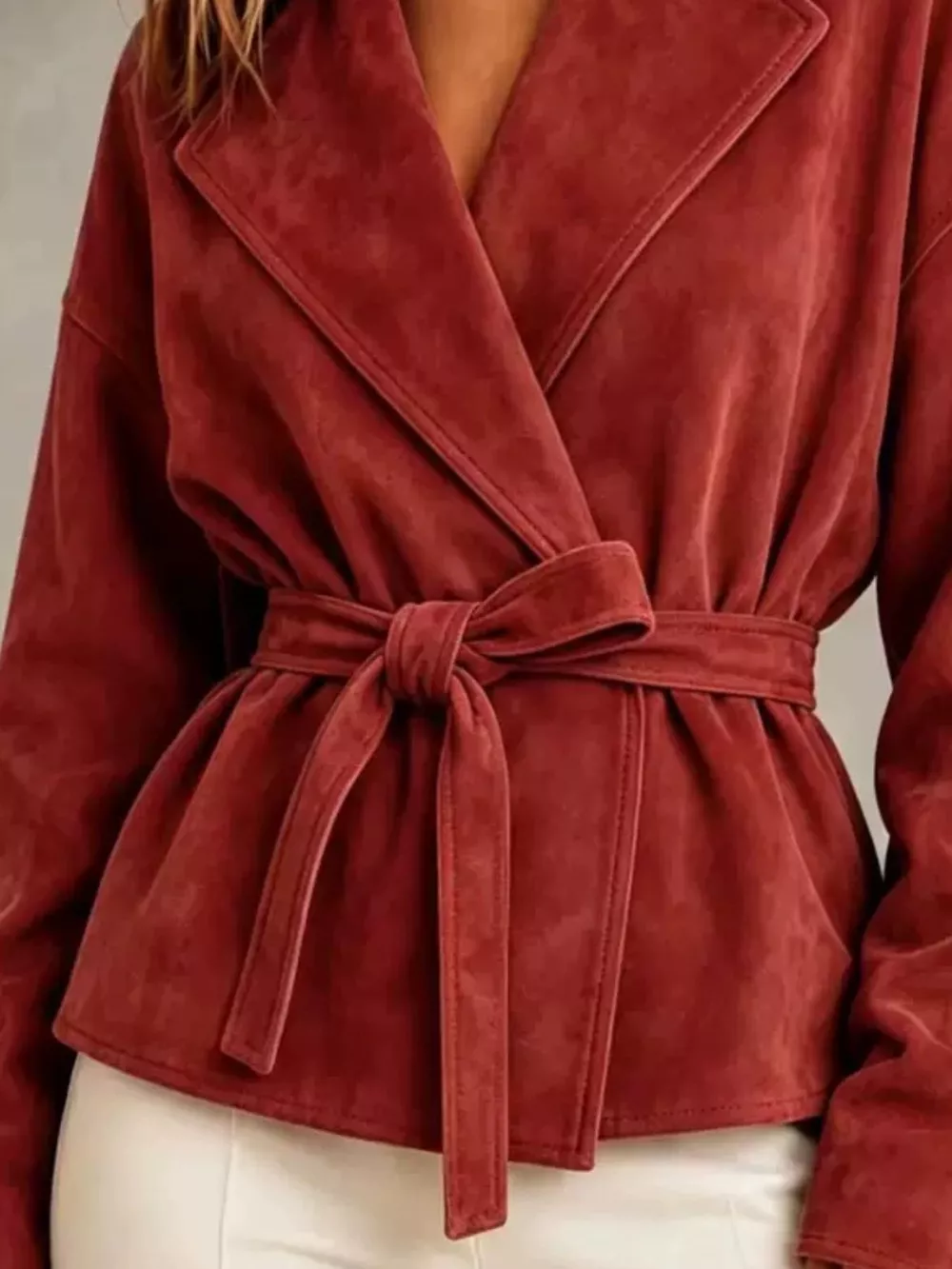 Tie-Waist Lapel Collar Jacket, image 13