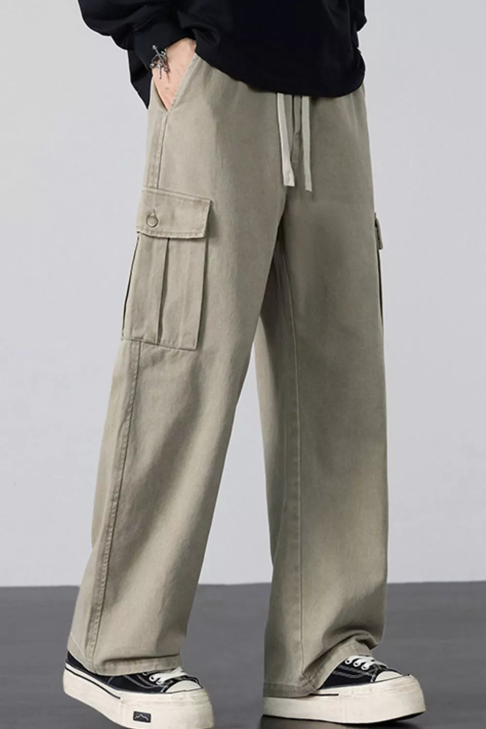 Men's Plus Size Drawstring Loose Fit Cargo Pants, image 7