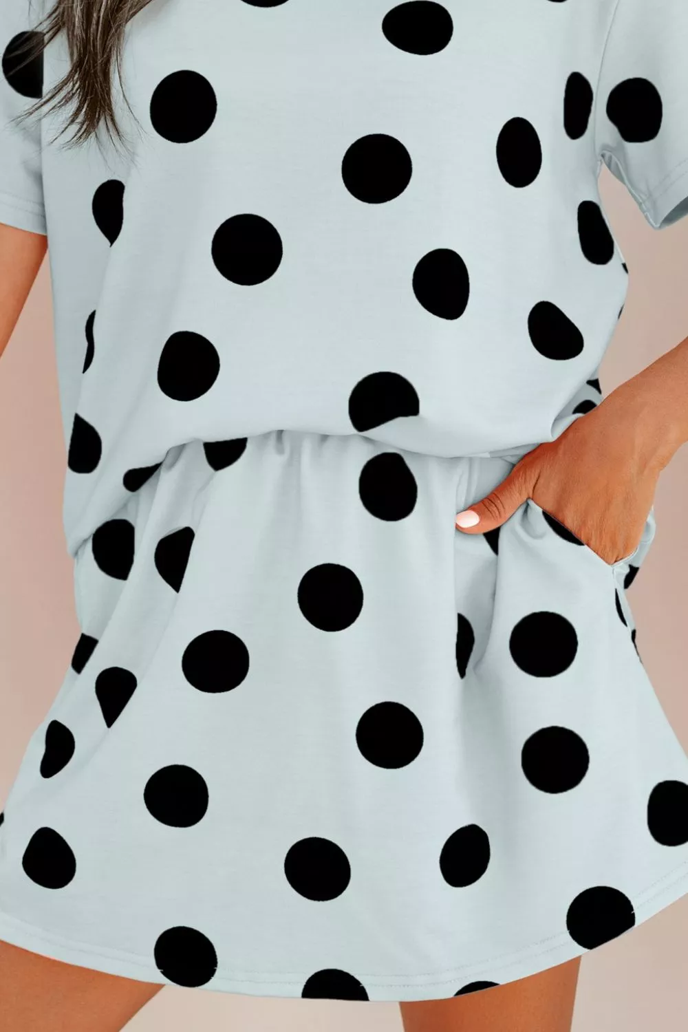 Polka Dot Short Sleeve Top Casual Skort 2pcs Outfit, image 6