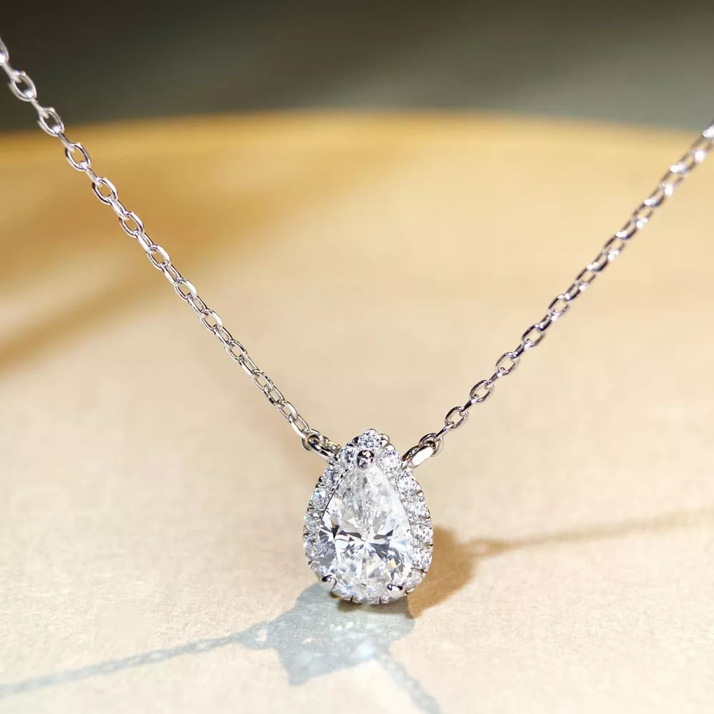 1.5 Carat 925 Sterling Silver Moissanite Teardrop Necklace, image 5