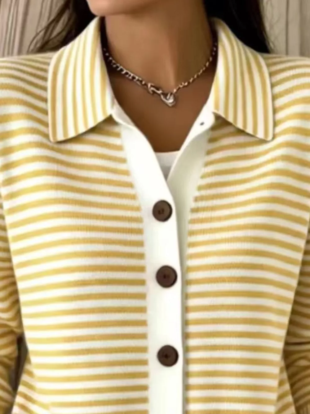 Full Size Striped Button-Down Knit Cardigan Plus Size, image 6