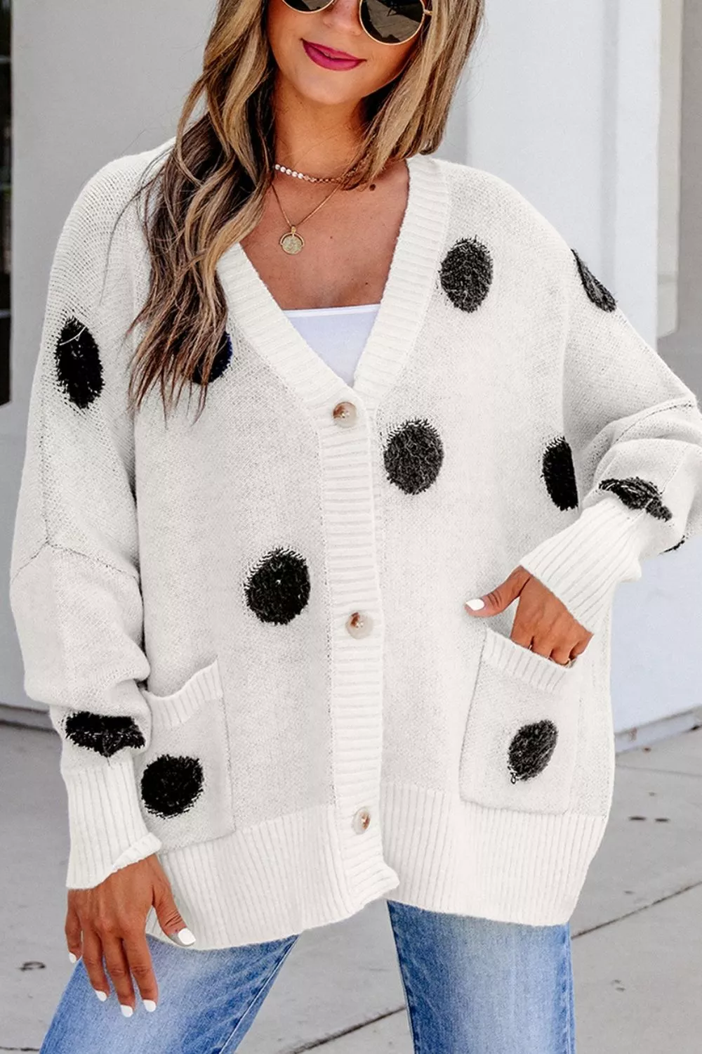 Polka Dot Button Up Cardigan, image 5