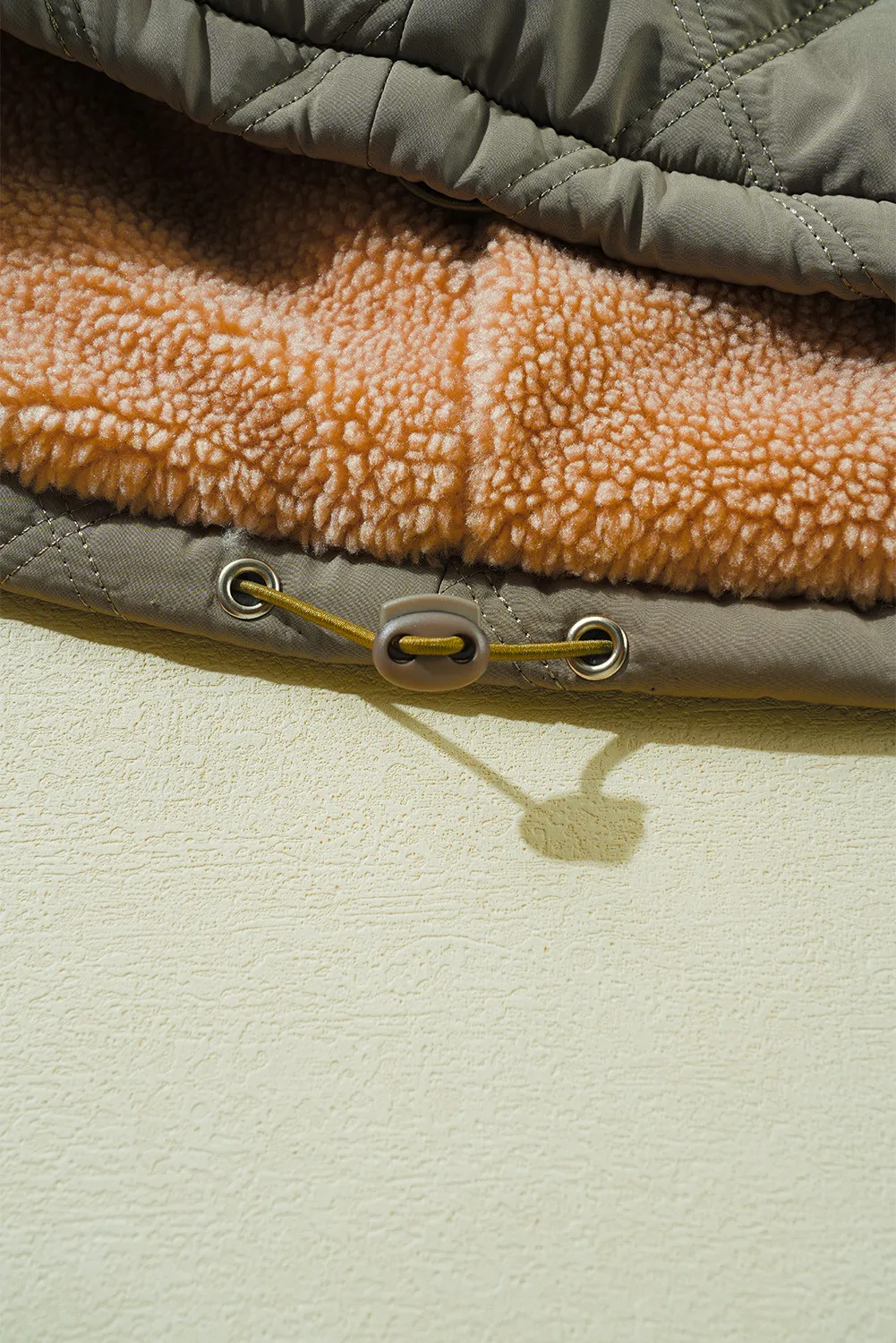 Drawstring Collared Neck Long Sleeve Winter Coat, image 6
