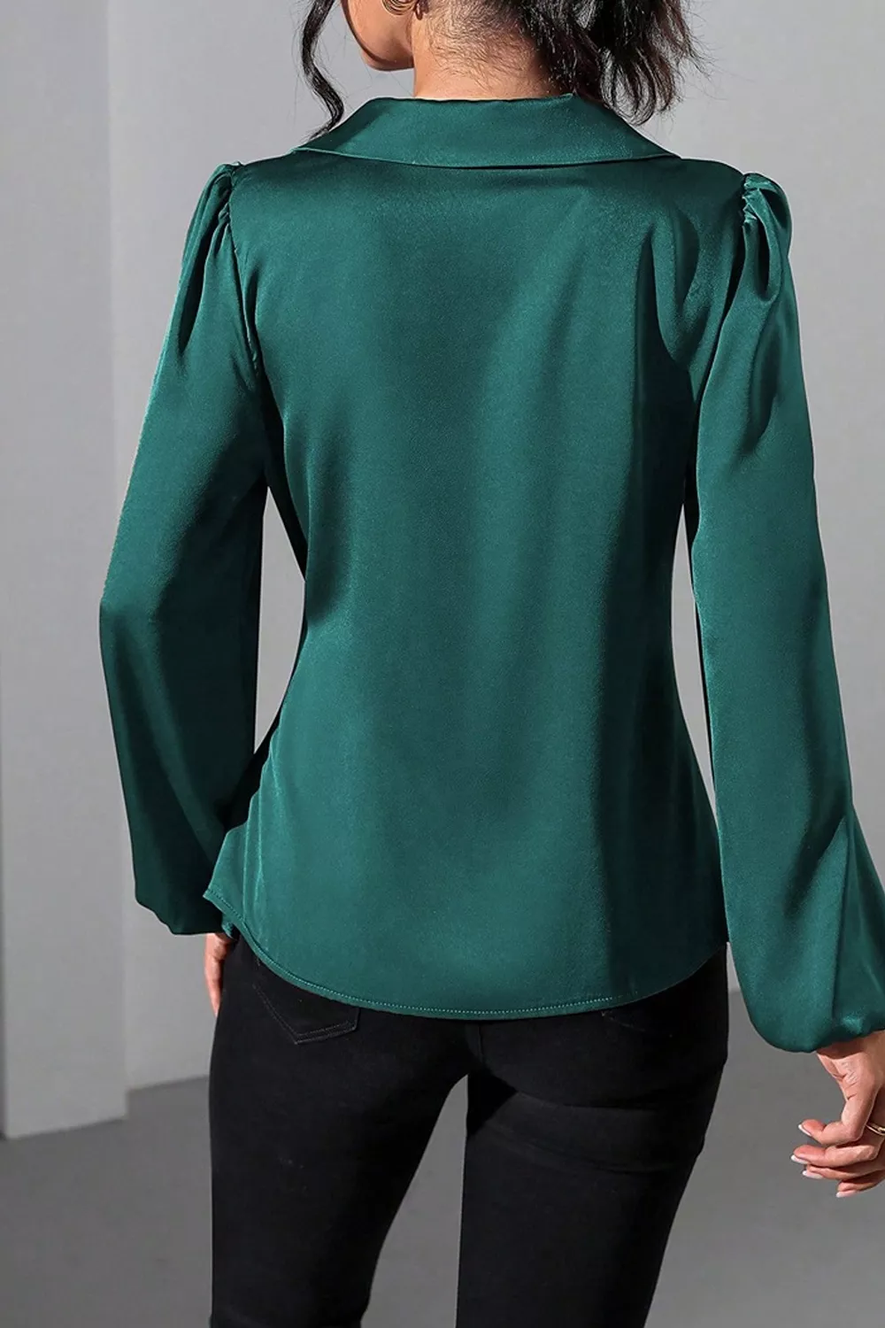 Satin Tied Detail Long Sleeve Blouse, image 21