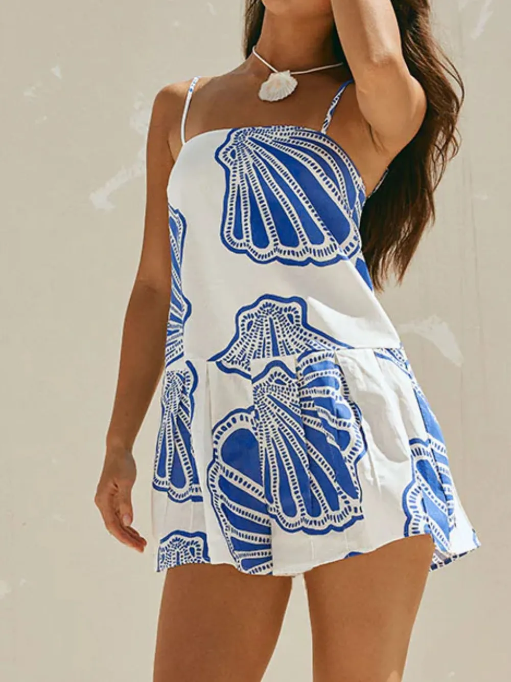 Shell Print Sleeveless Summer Mini Dress, image 2