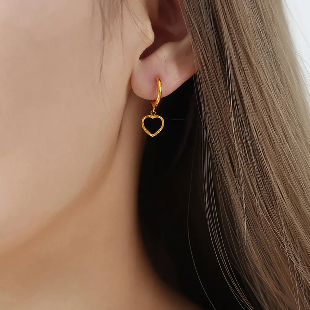 18K Gold-Plated Heart Drop Earrings, image 2