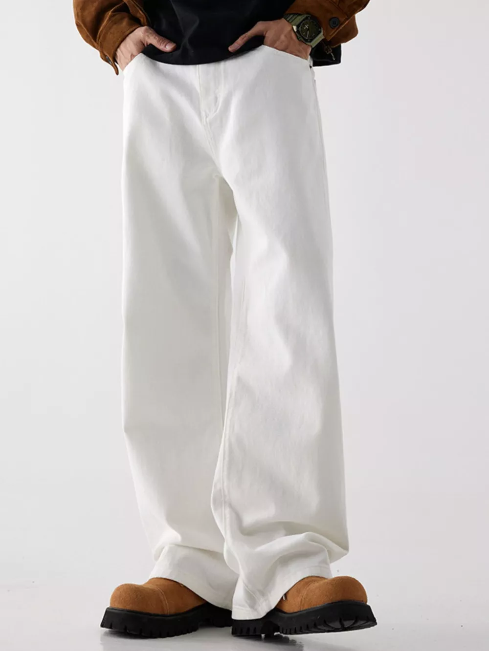 Men's Wide Leg Jeans with Pockets, image 4