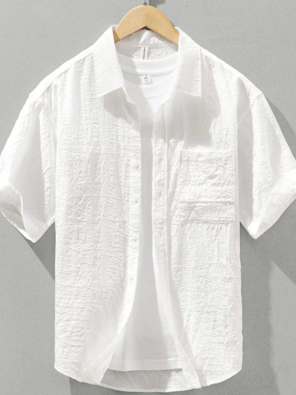 Men's Plus Size Textured Short Sleeve Casual Shirt, image 4