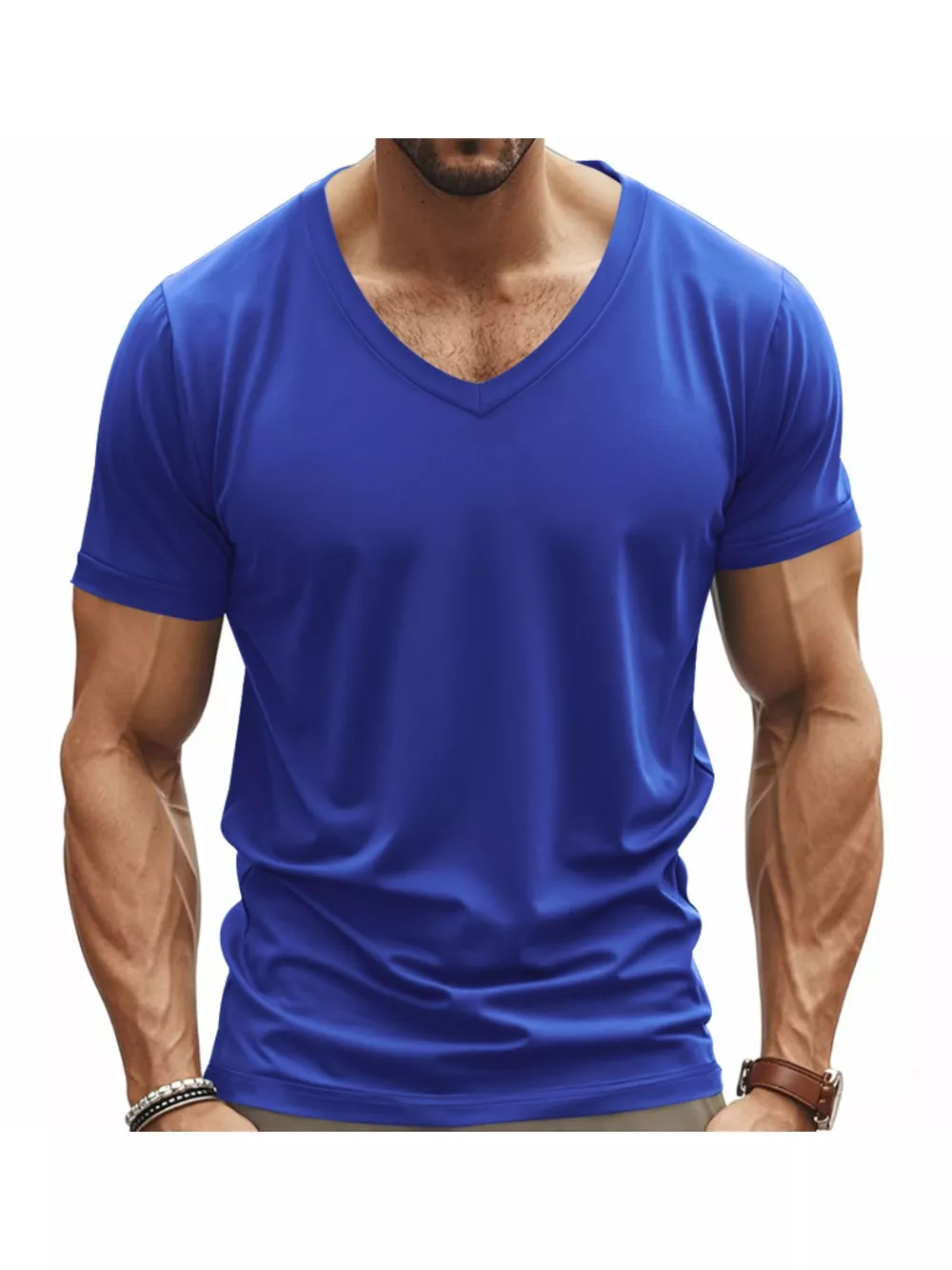 Men's Full Size Slim Fit V-Neck Basic T-Shirt Plus Size, image 10