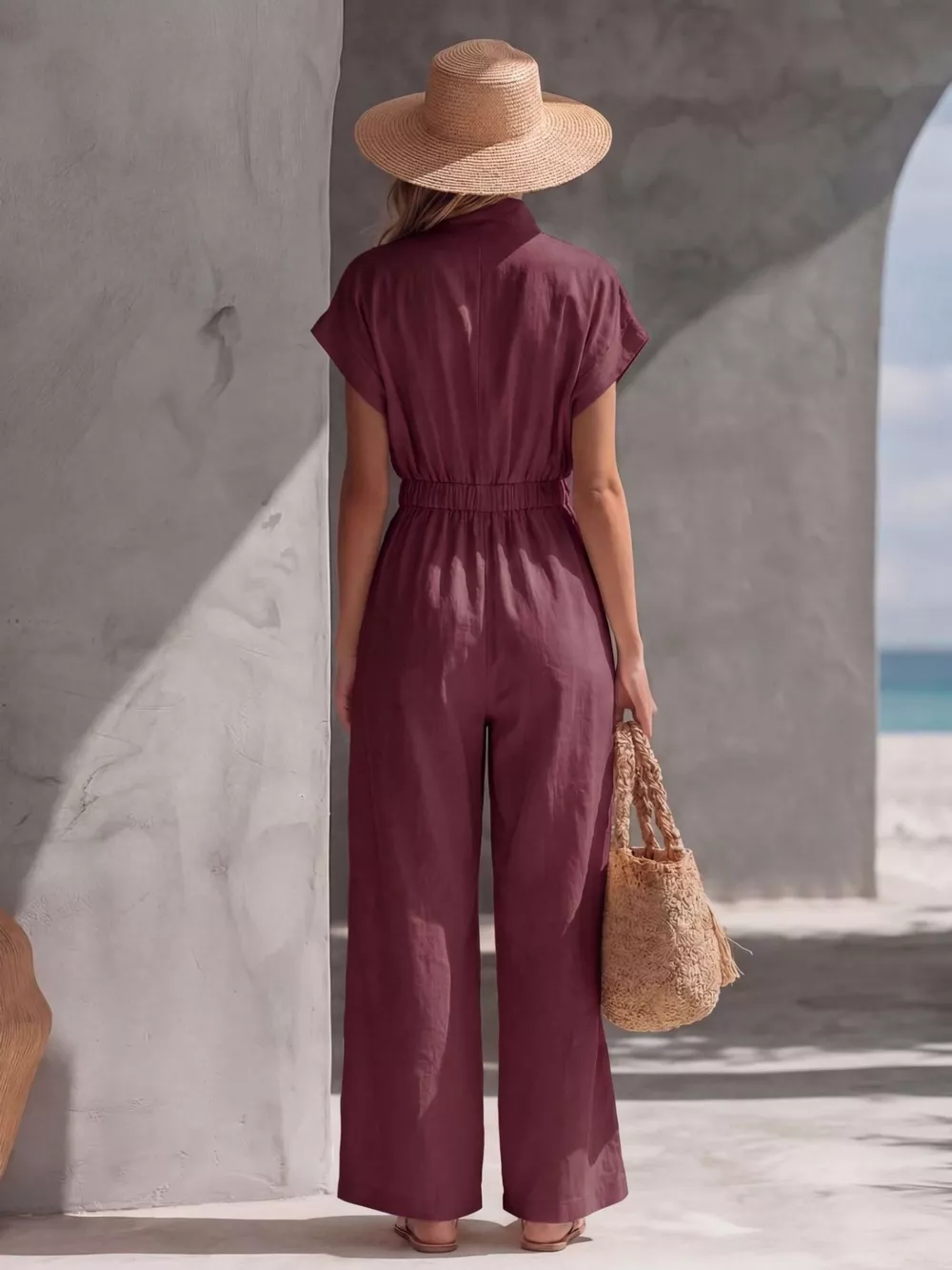 Zipper Front Wide Leg Jumpsuit, image 13