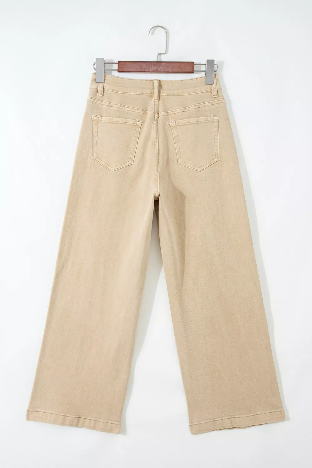Solid Color Seamed Center Wide Leg Cropped Jeans, image 8