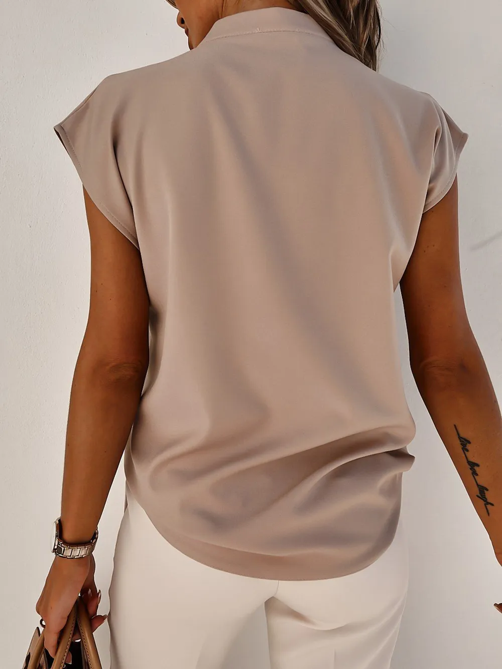 V-Neck Cap Sleeve Blouse, image 3