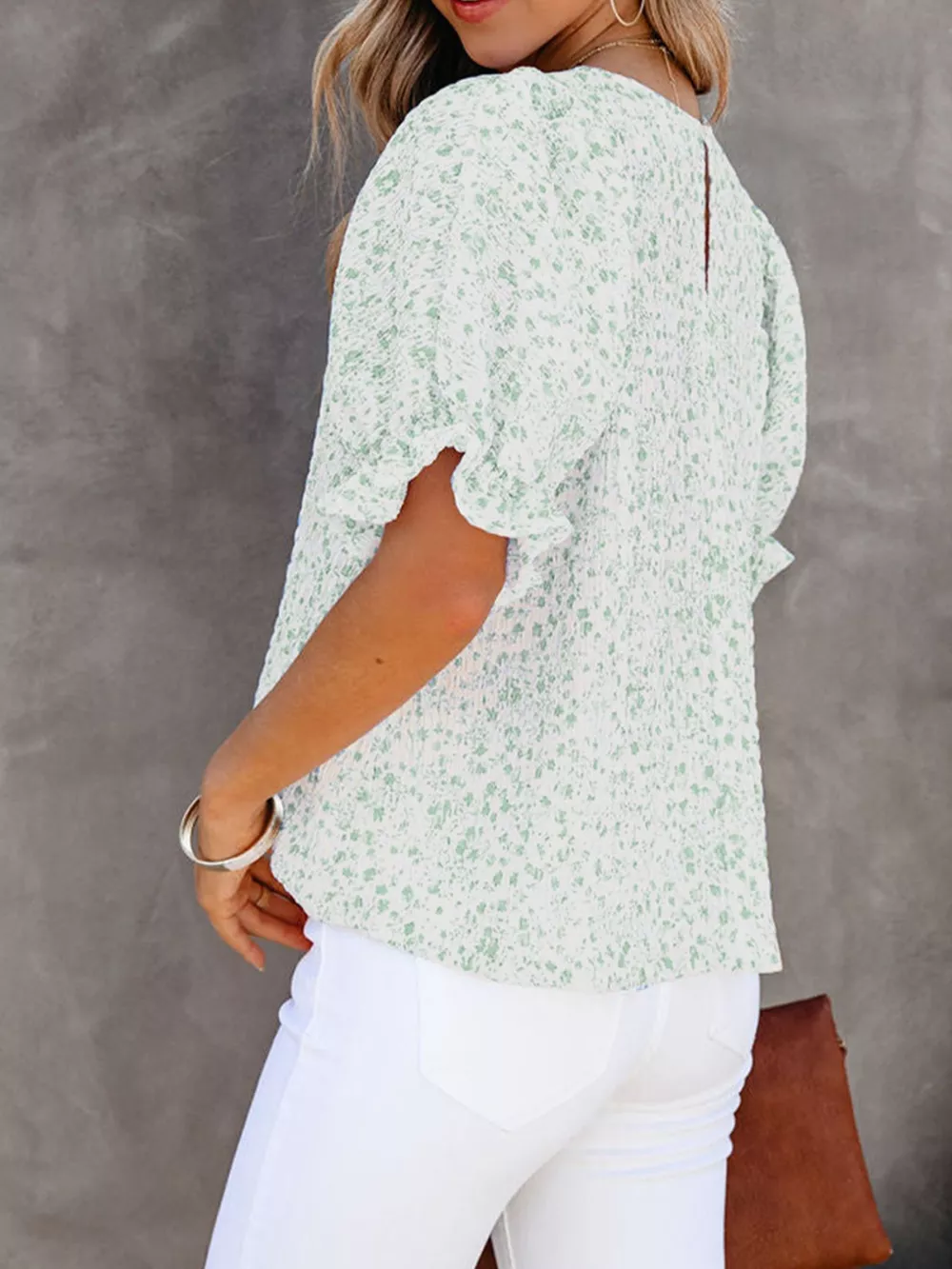 Full Size Floral Print Ruffle Sleeve Blouse Plus Size, image 15