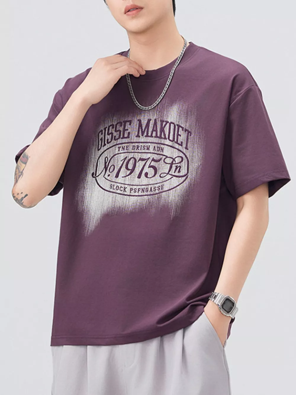 Men's Plus Size Graphic Round Neck Short Sleeve T-Shirt, image 7