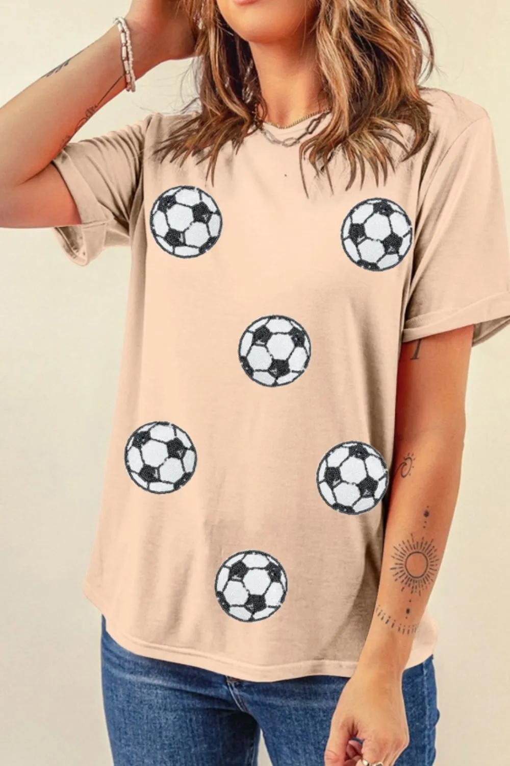Football Round Neck Short Sleeve T Shirt, image 5