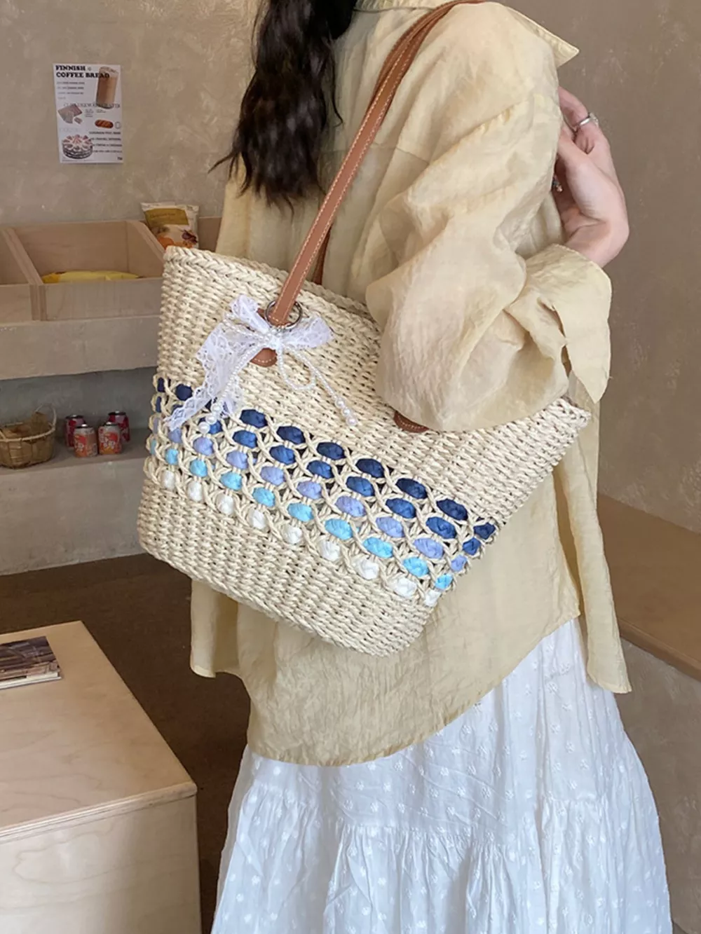 Woven Straw Shoulder Bag, image 3
