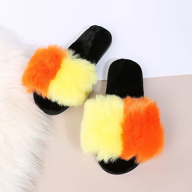 Fuzzy Open Toe Flats Sandals, image 8