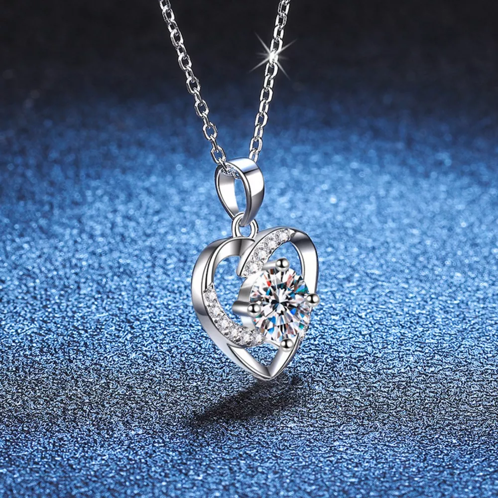 925 Sterling Silver Zircon Heart Necklace, image 4