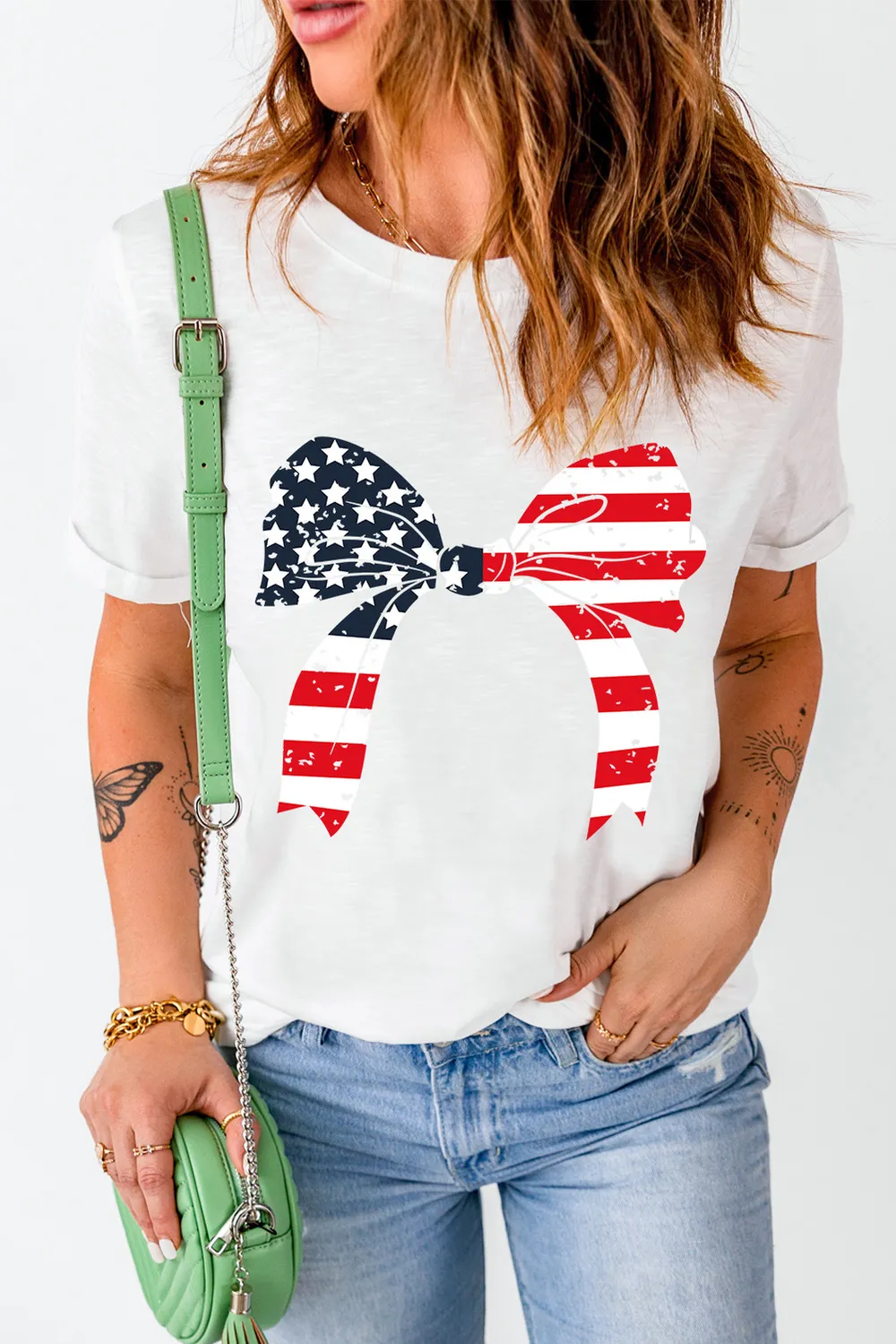 Bow Round Neck Short Sleeve T-Shirt, image 3