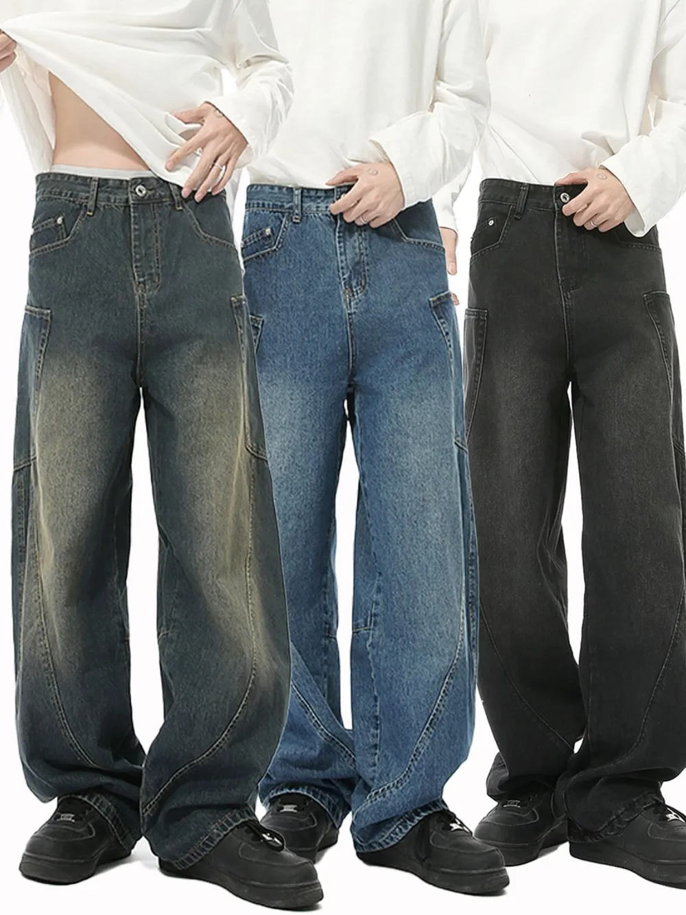 Mid Rise Waist Jeans with Pockets, image 2