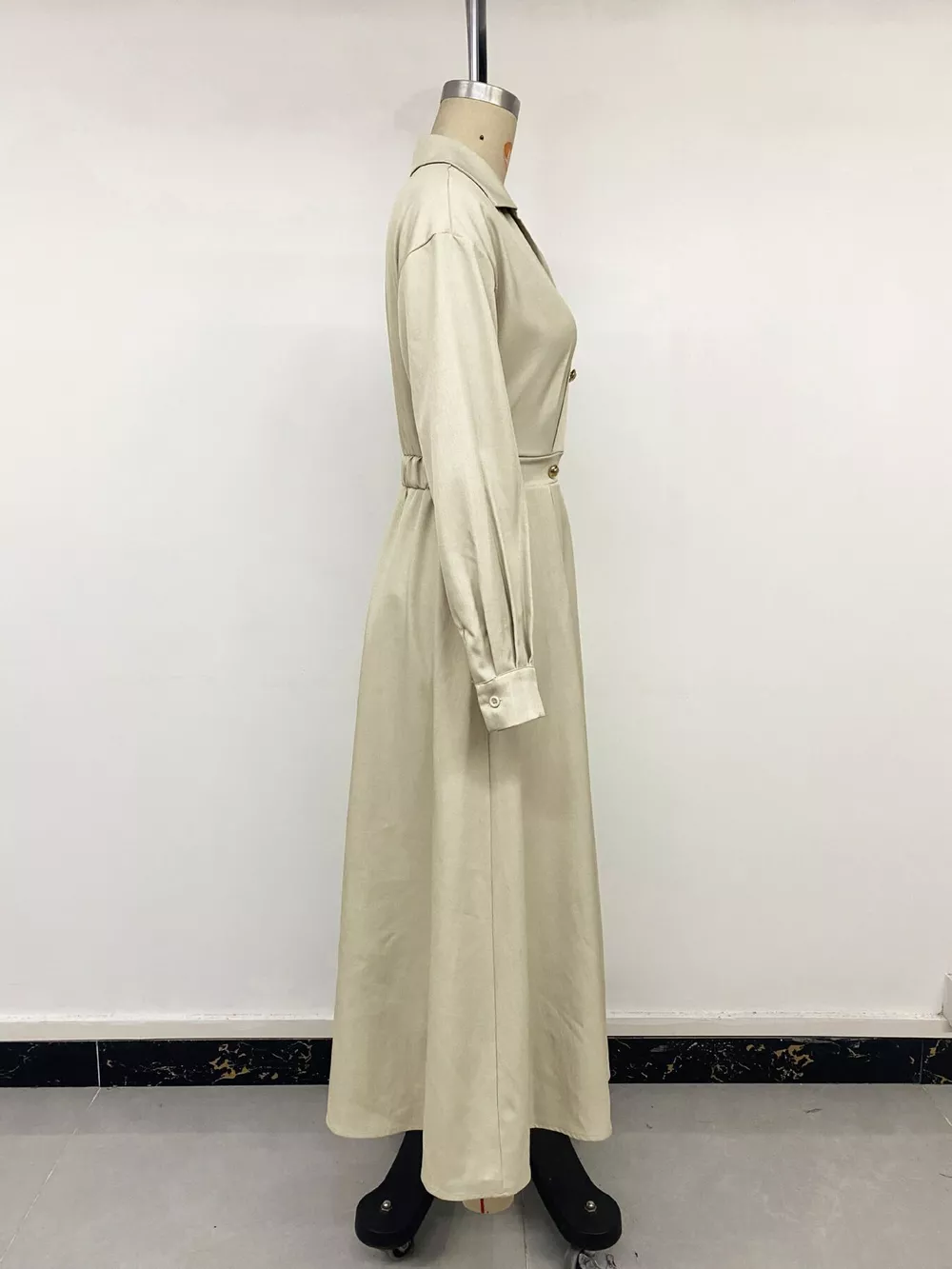 Pleated Button Detail Long Sleeve Shirt Dress, image 13