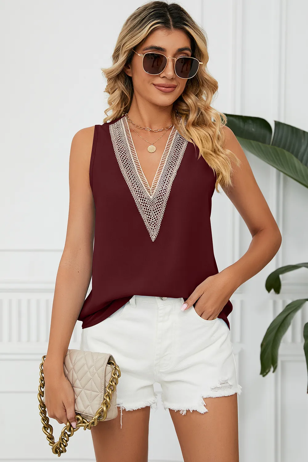 V-Neck Wide Strap Tank, image 16