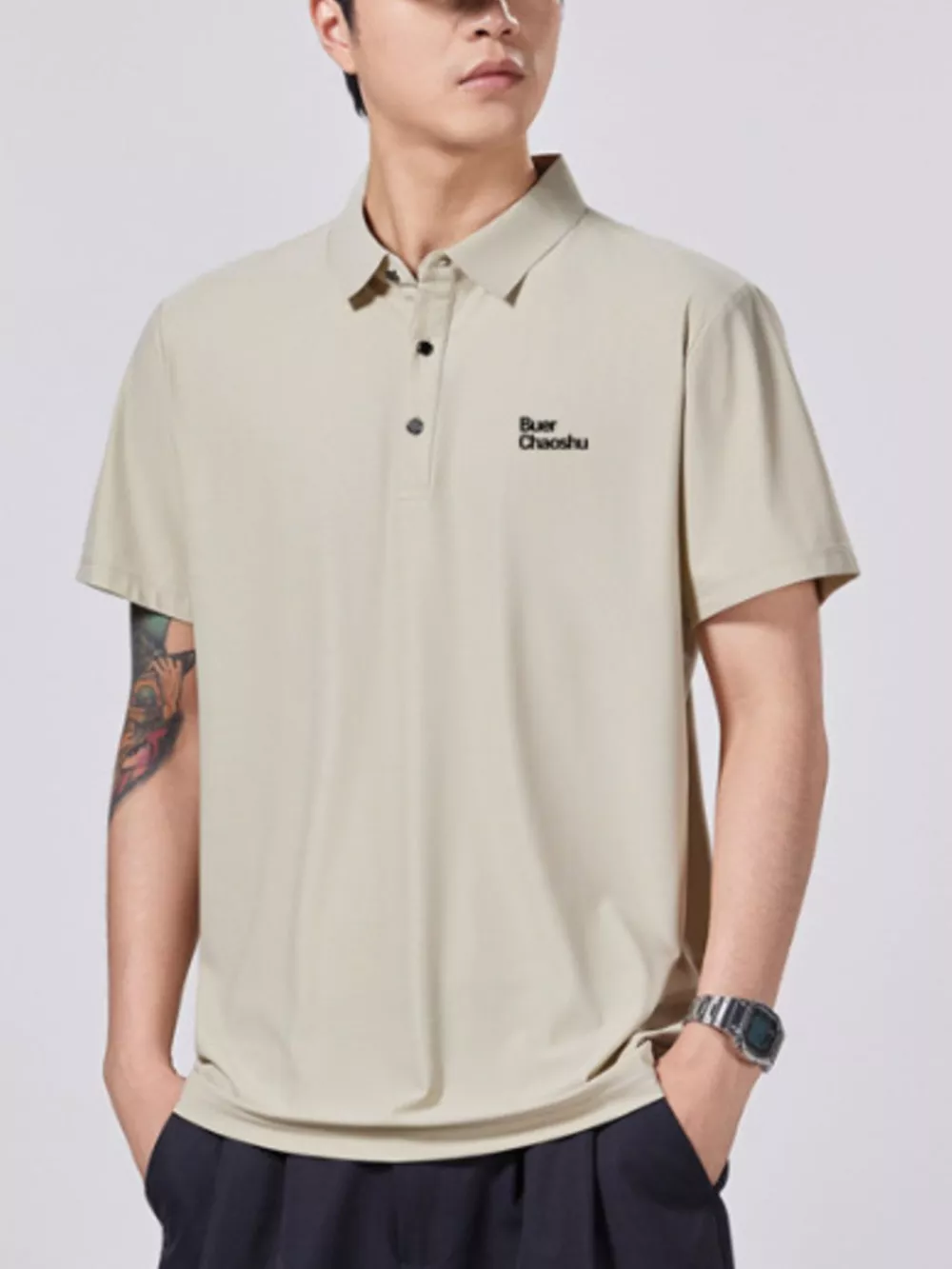Men's Plus Size Button Detail Short Sleeve Polo