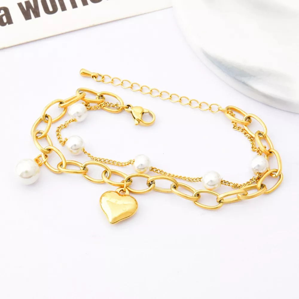 18K Gold-Plated Heart Charm Bracelet, image 2