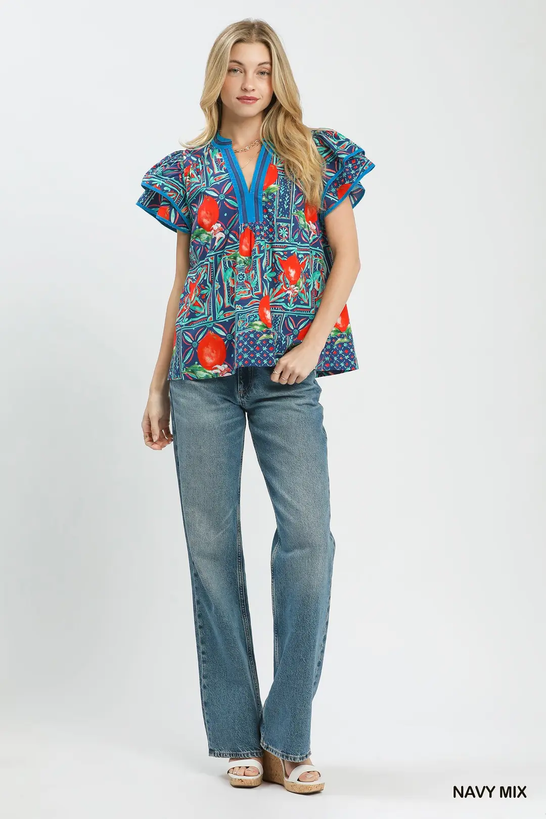Abstract Print Flutter Sleeve Blouse, image 5