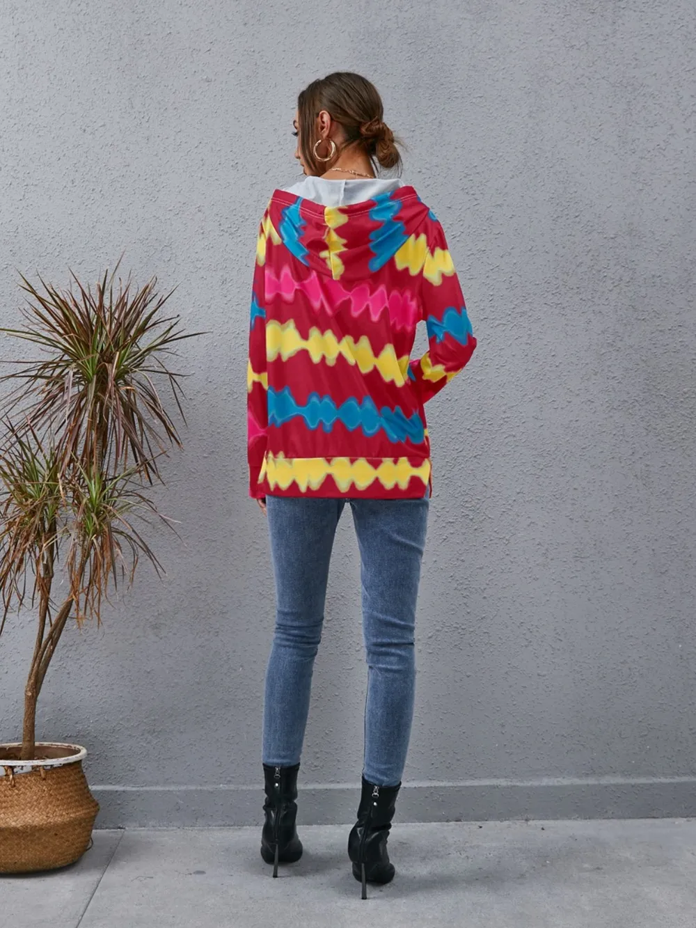 Contrast Quarter Zip Dropped Shoulder Hoodie, image 7