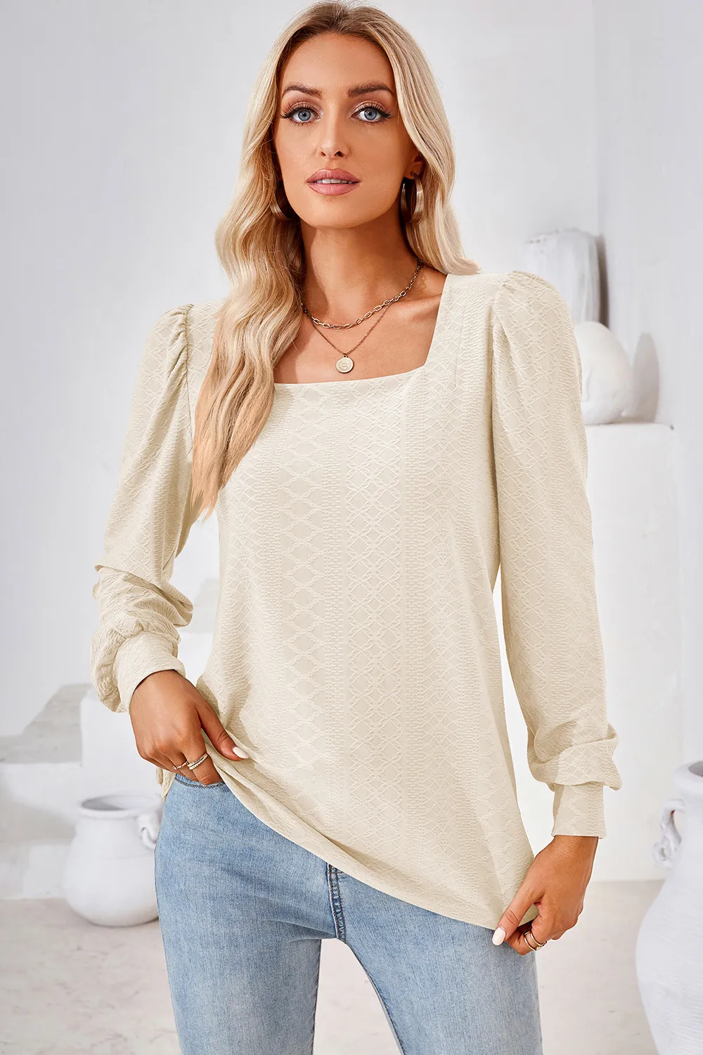 Square Neck Puff Sleeve T-Shirt, image 19