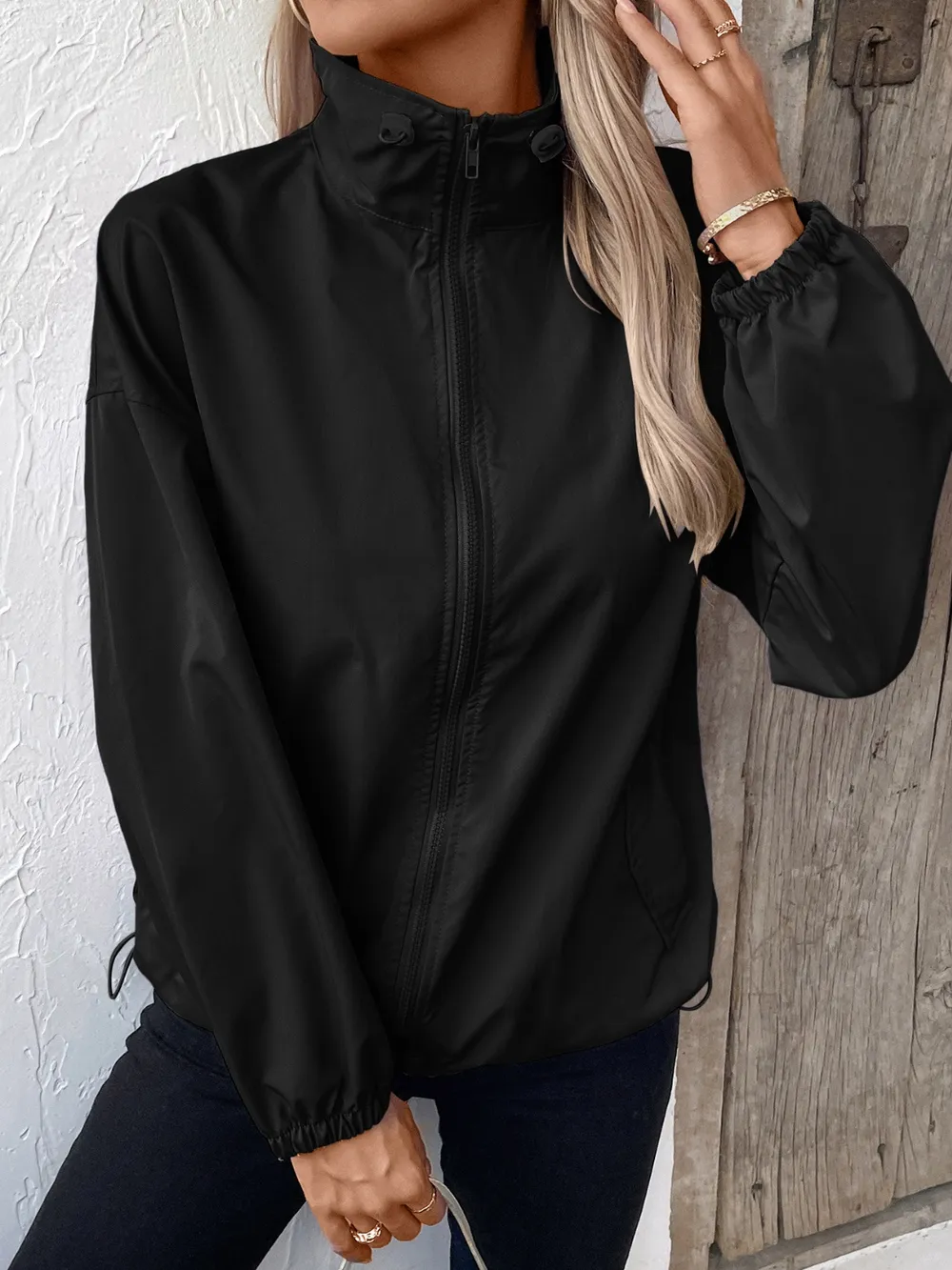 Pocketed Zip Up Long Sleeve Jacket, image 23