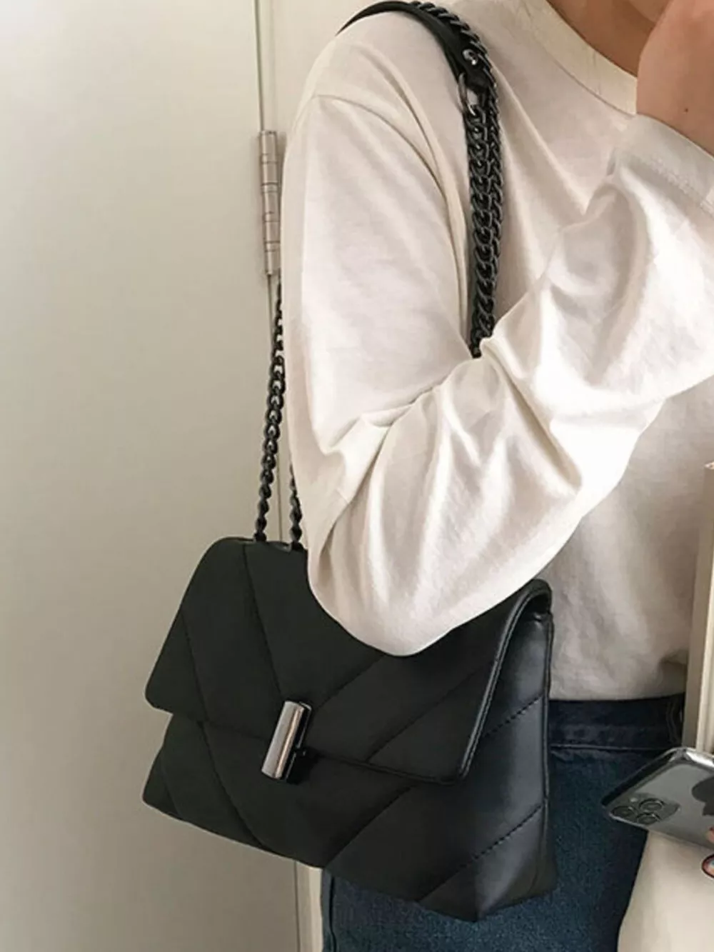 Quilted Chain Shoulder Bag, image 2