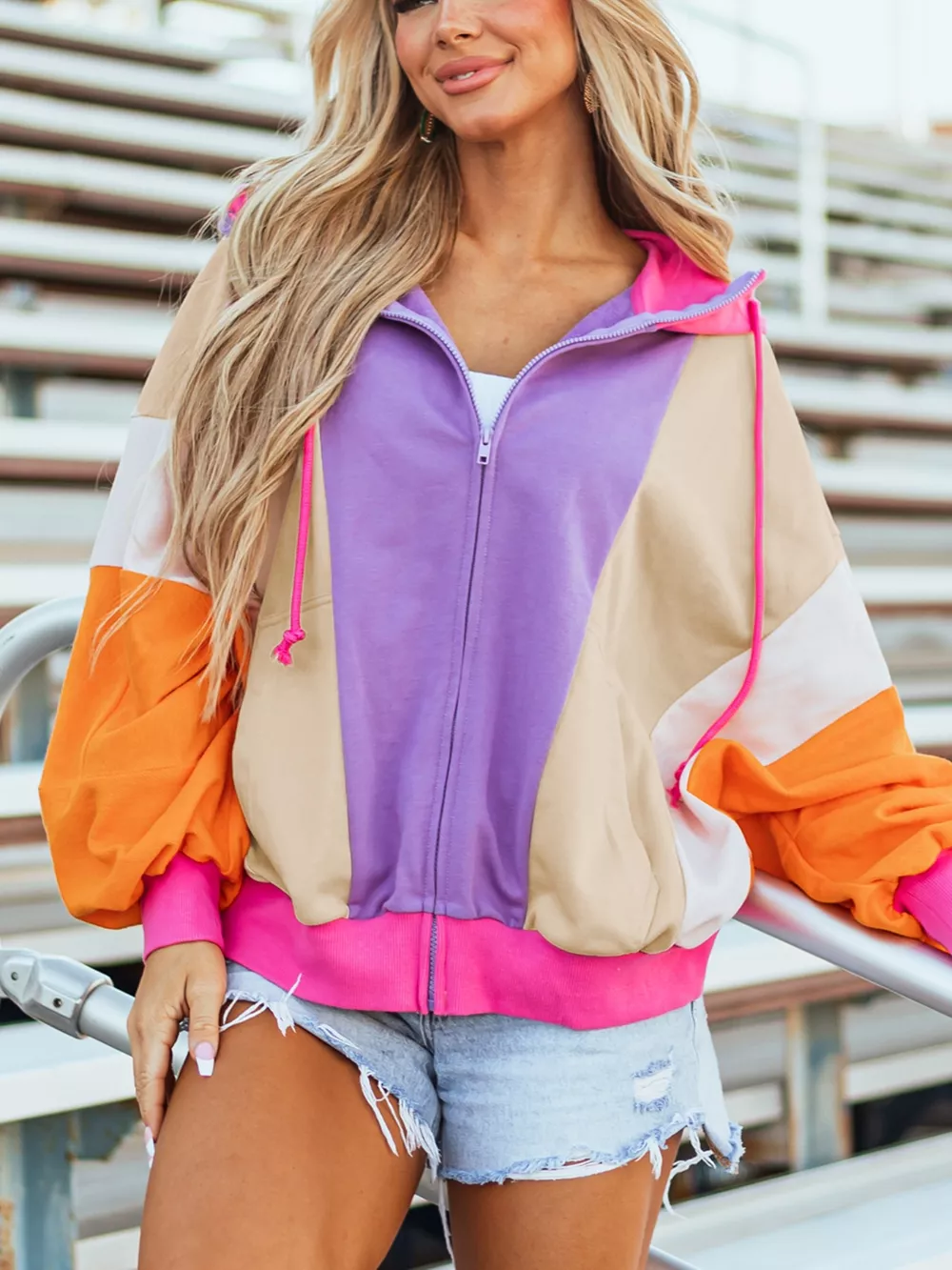 Color Block Zip-Up Hoodie, image 3