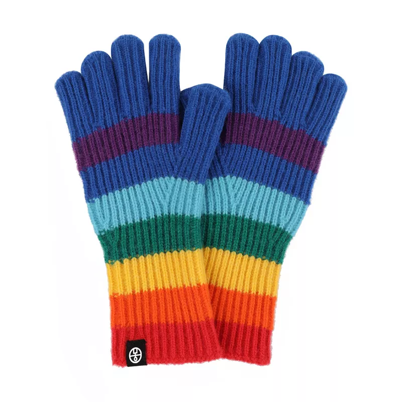 Rainbow Striped Knitted Gloves, image 4
