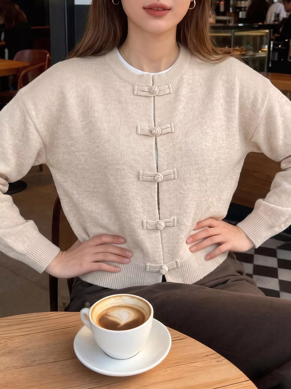 Button Up Dropped Shoulder Cardigan, image 3