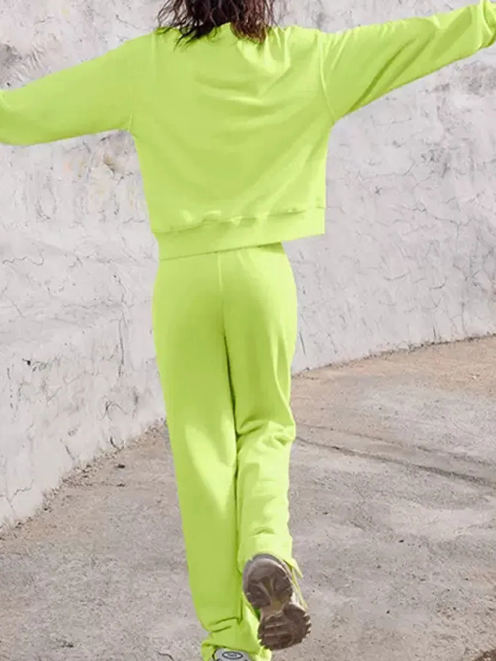 Round Neck Long Sleeve Top and Elastic Waist Pants Set, image 9