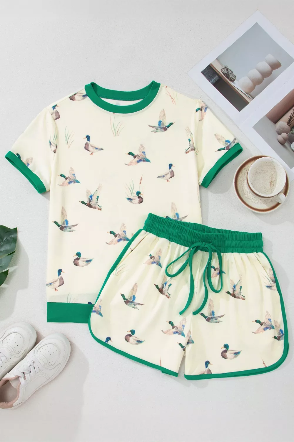 Mallard Printed Colorblock Trim Short Set, image 4