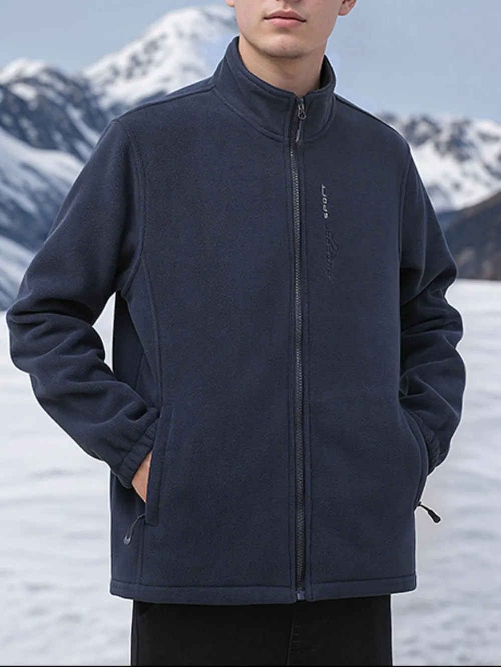 Men's Plus Size Zip Up Thermal Fleece Jacket, image 4