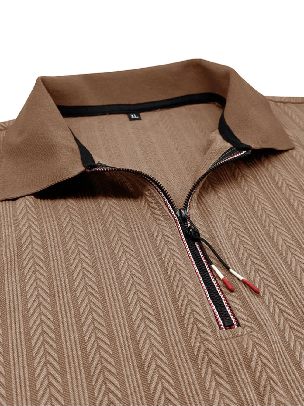 Men's Textured Quarter-Zip Polo Shirt, image 9