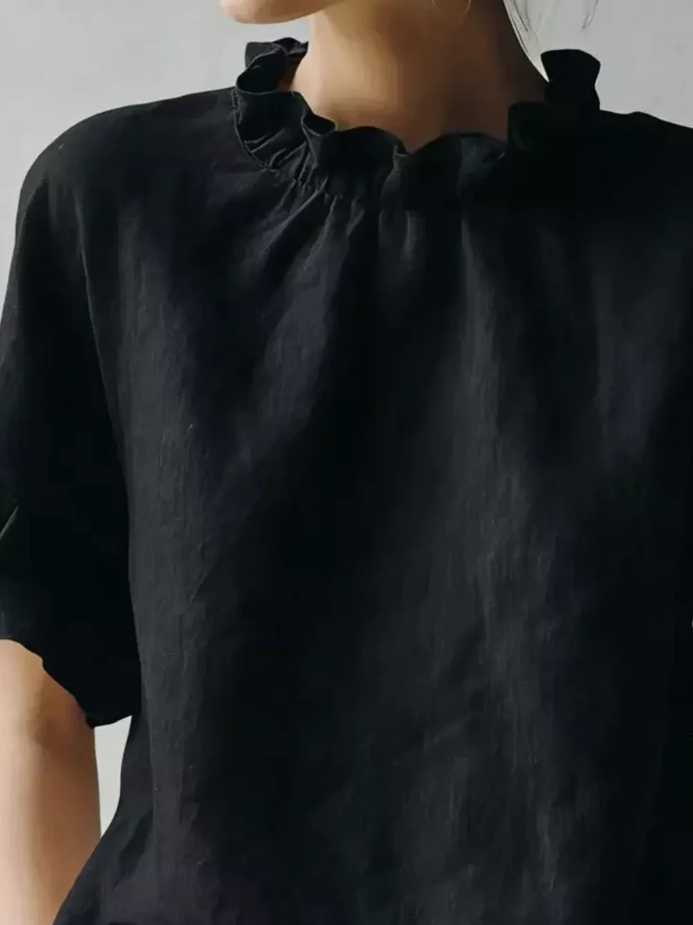 Full Size Ruffled Neck Half Sleeve Blouse Plus Size, image 5