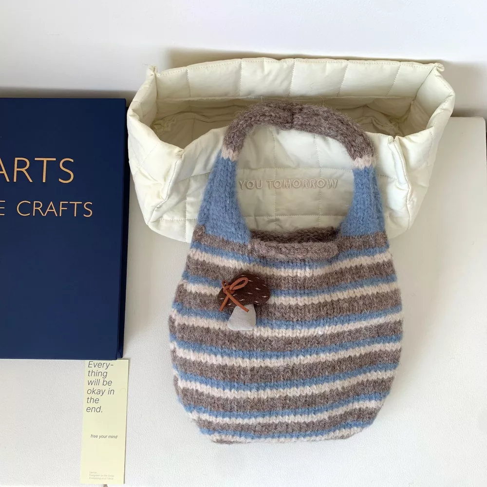 Knitted Striped Handbag, image 9